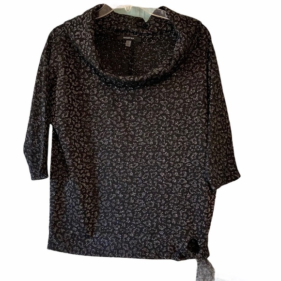 August Silk Leopard Blouse Cowl Neck Sz Med - Picture 1 of 7